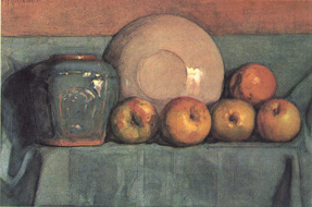 Piet Mondrian, Apples, Ginger Pot and Plate on a Ledge, 1901