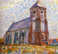 Piet Mondrian, Chiesa a Zoutelande, Vistra di Tre Quarti, 1909